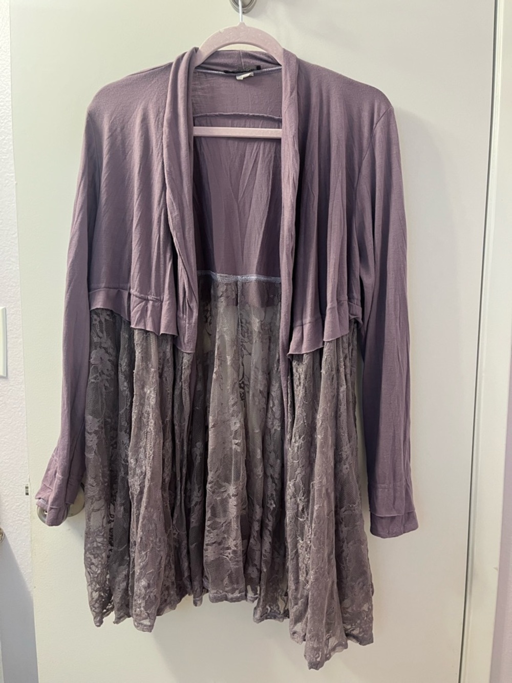 Surrealist Open-Front Lavender Cardigan